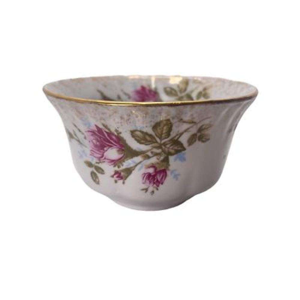 Chodziez Porcelain Round Cereal Bowl White Pink Floral Poland 5 x 3 In